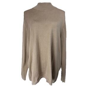J.Jill Women's Sweater Sz 2X Silk & Cotton Tan Soft Pullover Long Sleeves